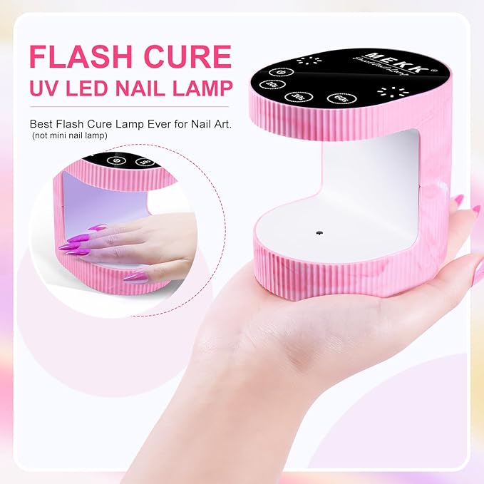 MEKK Cordless Mini UV Light for Gel Nails - 24W Rechargeable Mini UV LED Nail Lamp with Touch Control & Auto Sensor,Small Flash Cure Lamp,4 Timers,Portable Nail Light for Salon & Home-Glaze Pink