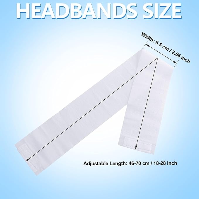 WILLBOND 200 Pieces Disposable Spa Facial Headbands Stretch Non Woven Facial Headband Skin Care Hair Band with Soft Convenient Closure for Women Salons(White)