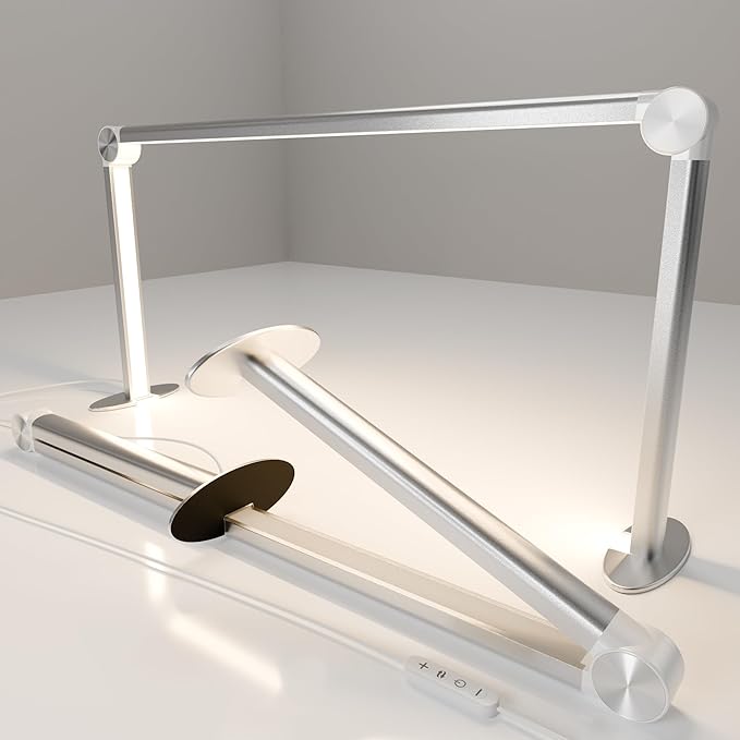 Nail Tech Lamp for Desk，30" 48W Professionals Led Light, Desk Lamp for Lash Eyelash Extension,Color Temperature 2700K-6000K, Full fold Makeup lamp,Salon&Home(Silver)