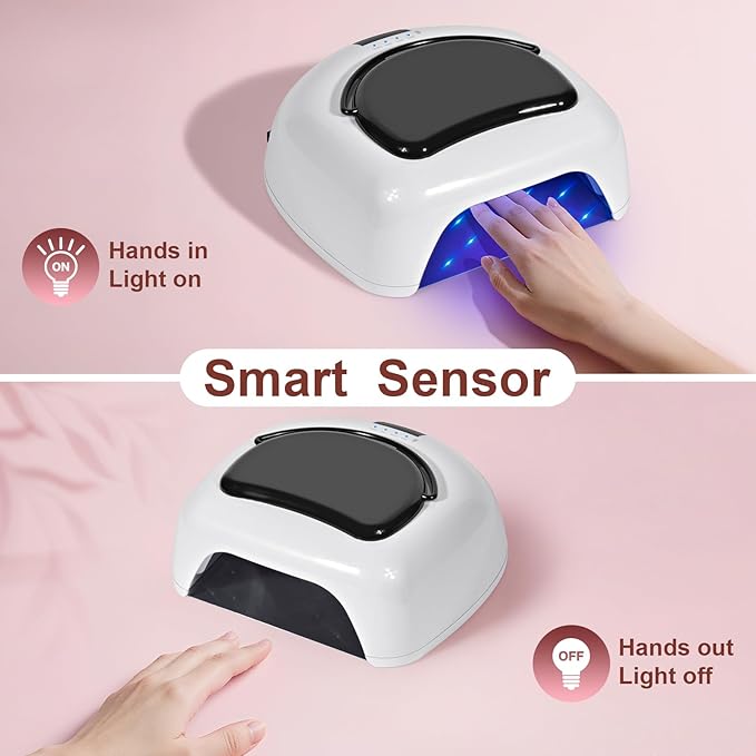 Professional Rechargeable 96W UV LED Nail Lamp,Cordless Nail Dryer with 4 Timer Settings,Portable Design & Auto Sensor,Fast Curing Lamp for Salon & Home(White+Black)