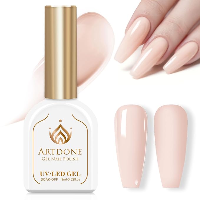 Artdone Gel Nail Polish Hema-free Solid Color Light Nude Pink For All Seasons Neutral Soak Off LED Lamp Needed For Manicure Nail Art ﻿