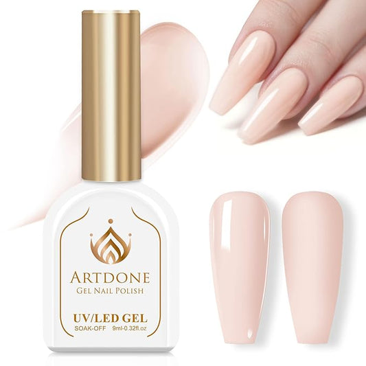 Artdone Gel Nail Polish Hema-free Solid Color Light Nude Pink For All Seasons Neutral Soak Off LED Lamp Needed For Manicure Nail Art ﻿