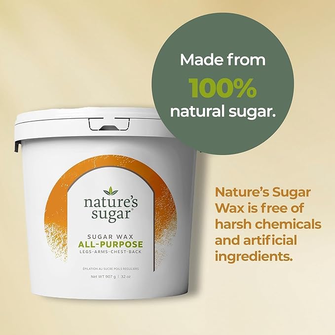 Nature’s Sugar - All-Purpose Sugaring Paste for Legs, Back, Arms, Chest - Beginner-Friendly Sugar Wax Hair Removal for All Skin Types - Vegan and Cruelty-Free 32oz - 2 Pack