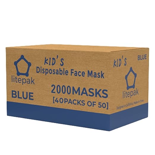 2000pcs Kids Disposable Face Masks - 3 Ply Kids Masks for Boys Girls (Blue)