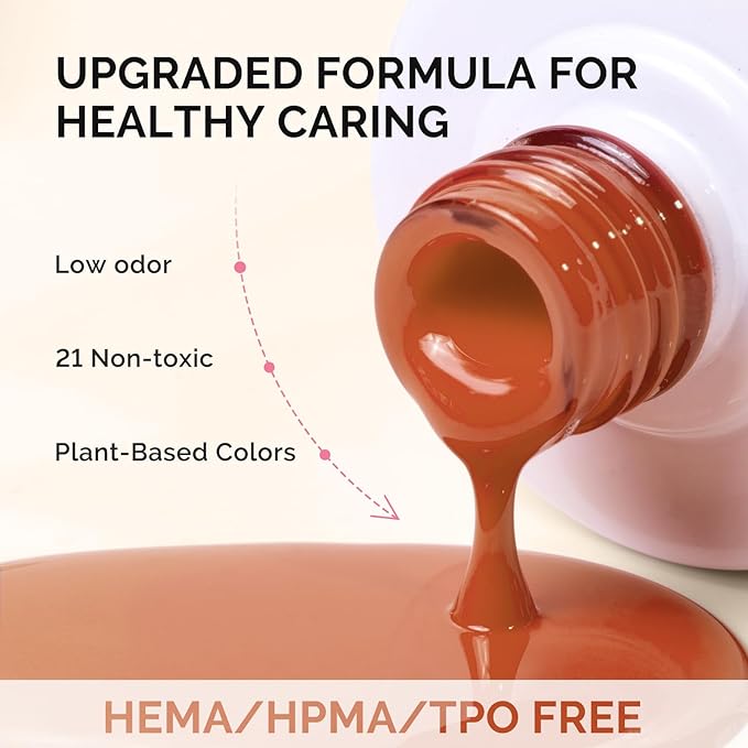 MelodySusie Fleurwee Plant Based Gel Nail Polish, Hema Free Dark Orange Nail Polish, Soak Off UV LED Gel Polish Gift for Women 21 Non Toxic Long Lasting Nail Art Manicure Salon DIY at Home P43