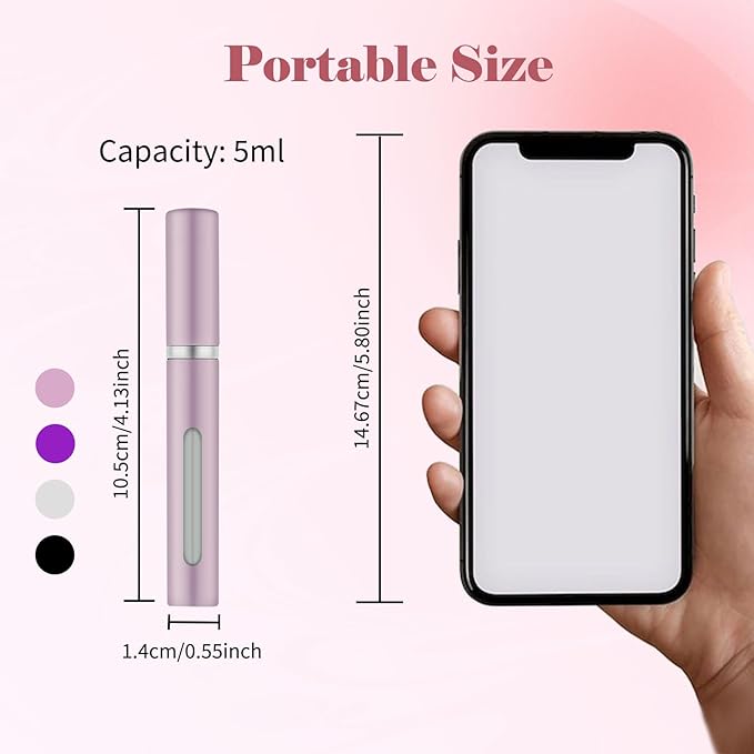 4pcs Mini Perfume Travel Bottle, Perfume Atomiser Refillable, 5ML Spray Bottles, Portable for Travel Holiday, Outdoor Activities and Business(Style 2)