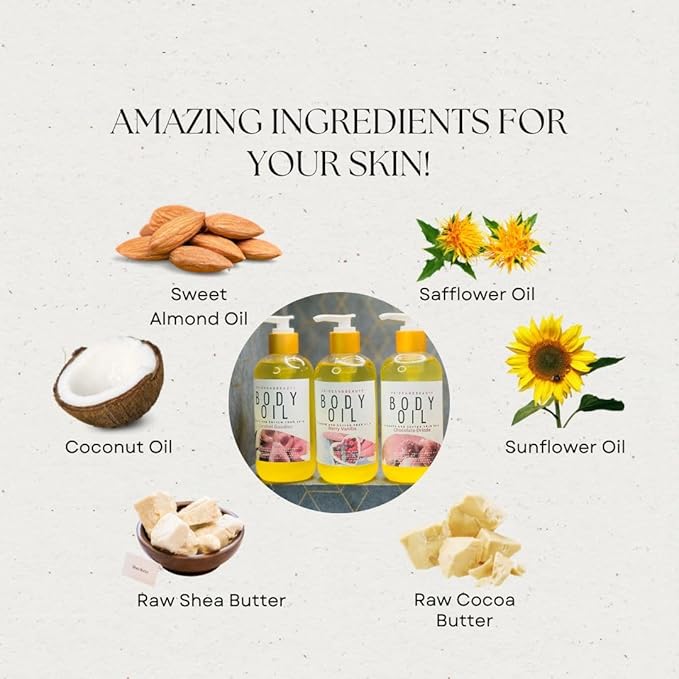 PrideandBeauty After Shower Oil. Skin Hydrating Oil. Body Oil Scented. Body Oils For Women Dry Skin. (Vanilla Buttercream) (8 OUNCES, Brown Sugar)