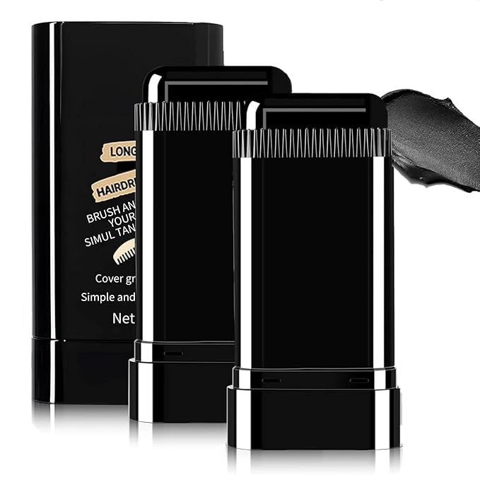 Safe and Convenient Comb Hair Dye Stick, White Hair Cover Stick, 2-in-1 Convenient Instant Dyeing, Waterproof and Sweat Proof, Quick Root Dressing (Black) c