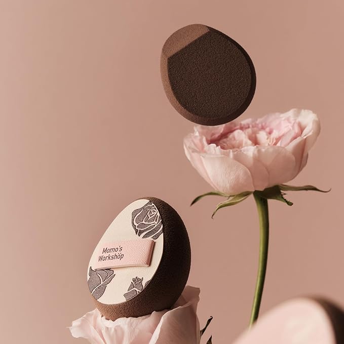 Multi-Use Mini Makeup Sponge Set,Oil-Control & Makeup Setting, Cut-Edge Design for Cream & Powder Products, for Oily Skin,Pink-Brown, 3PCS Mini Beauty Concealer Sponges & Storage Case