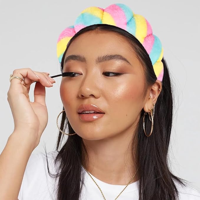 Spa Headbands for Washing Face Wristband Set Sponge Makeup Skincare Headband Wrist Towels Bubble Soft Terry Towel Cloth Hairband for Women Puffy Headwear Non Slip Thick Thin Hair