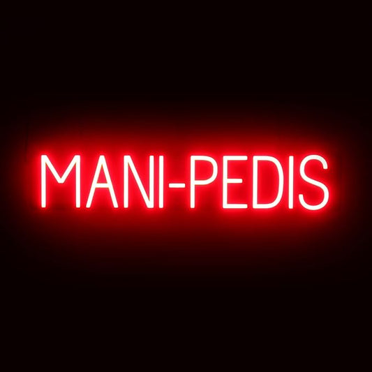 SpellBrite MANI-PEDIS Sign | Nail Salon-Related Sign with Neon Look, Red LED Light Source | 33.4" x 6.3"