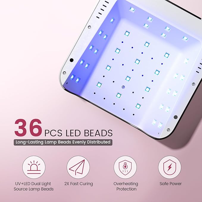 Lavinda UV Light for Gel Nails, Professiona UV LED Nail Lamp 2X Faster Curing Nail Dryer Nail Light Compatible with All Gel Types for Home Salon (NovaGlow Black)