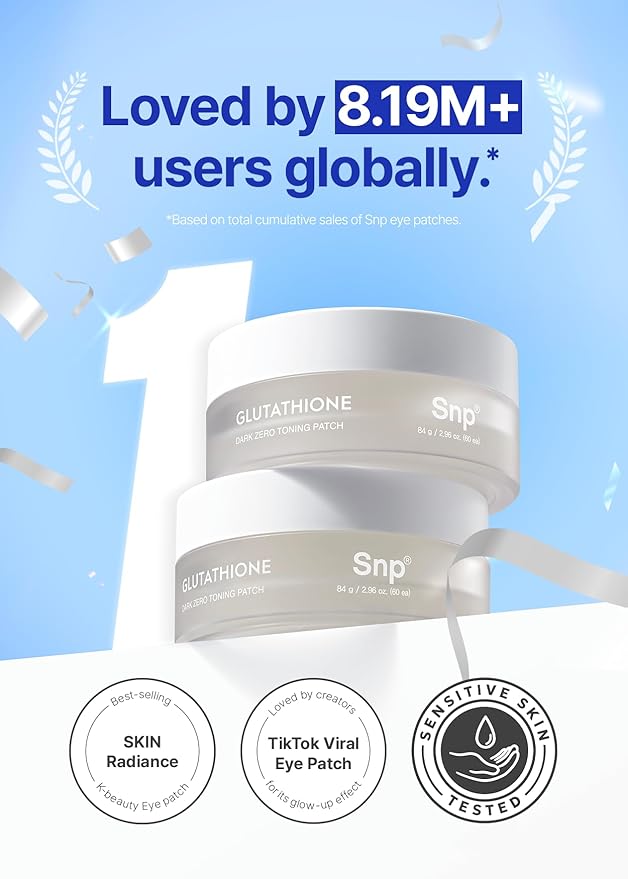 SNP 99% Glutathione + Niacinamide B3 Eye Patch | Nourishing Under Eye Patches for Blemishes and Dark Spots | Under Masks for Puffy Eyes and Dark Circles | Korean Skincare | 60 Patches
