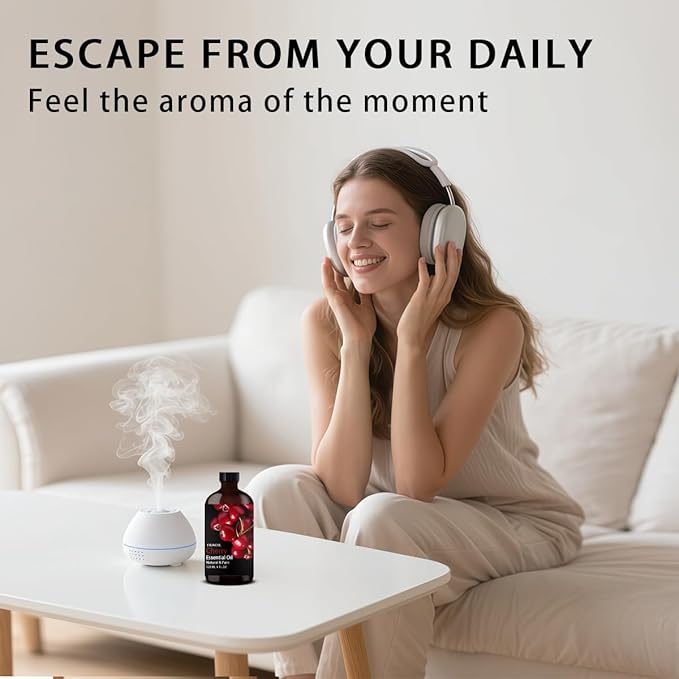 Cherry Essential Oil, Cherry Oil 4 Fl Oz 120ML for Diffuser Humidifier Yoga Cleaning DIY Candle Soap Making Perfume Gift for Women Essential Oils