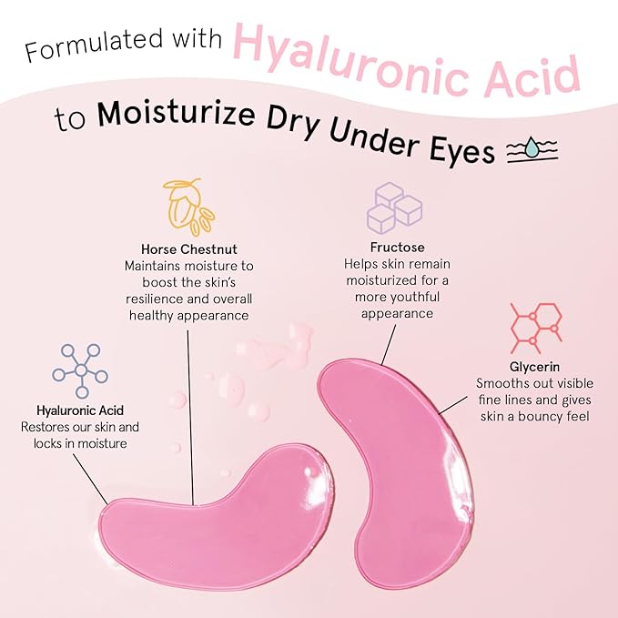 grace & stella Award Winning Under Eye Mask - Reduce Dark Circles, Puffy Eyes, Eye Bags, Wrinkles - Undereye Patches - Friendship Gifts for Women (Pink Eye Mask 48 Pairs + Hyaluronic Acid Serum 17ml)