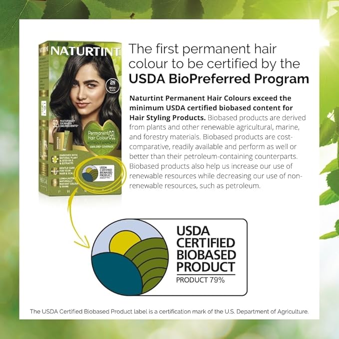 Naturtint 2N Brown Black Permanent Hair Color (Pack of 1), Ammonia Free, Vegan, Cruelty Free, up to 100% Gray Coverage, Long Lasting Results (Packaging may vary)