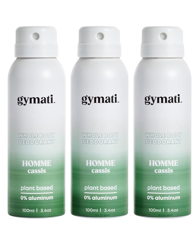 Gymati - Fitness Deodorant Spray for Men - Aluminum-Free - All Day Ultimate Odor Protection - Built For Sweat - Air-Powered - Vegan & Plant-Based - Made in USA - Homme - 3.4oz Travel Size - 3 Pack