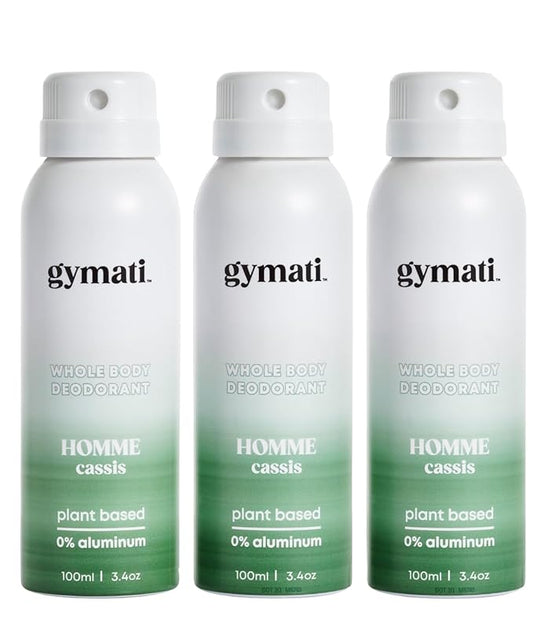 Gymati - Fitness Deodorant Spray for Men - Aluminum-Free - All Day Ultimate Odor Protection - Built For Sweat - Air-Powered - Vegan & Plant-Based - Made in USA - Homme - 3.4oz Travel Size - 3 Pack