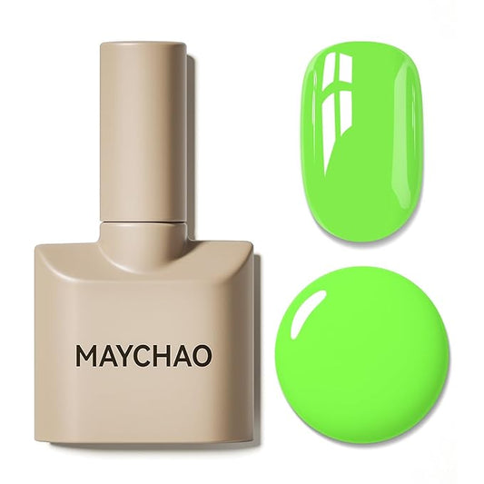 MAYCHAO 15ML Neon Green Gel Nail Polish 1Pc Bright Green Gel Polish Soak Off UV LED Nail Polish Nail Art Starter Manicure Salon DIY at Home, 0.5 OZ