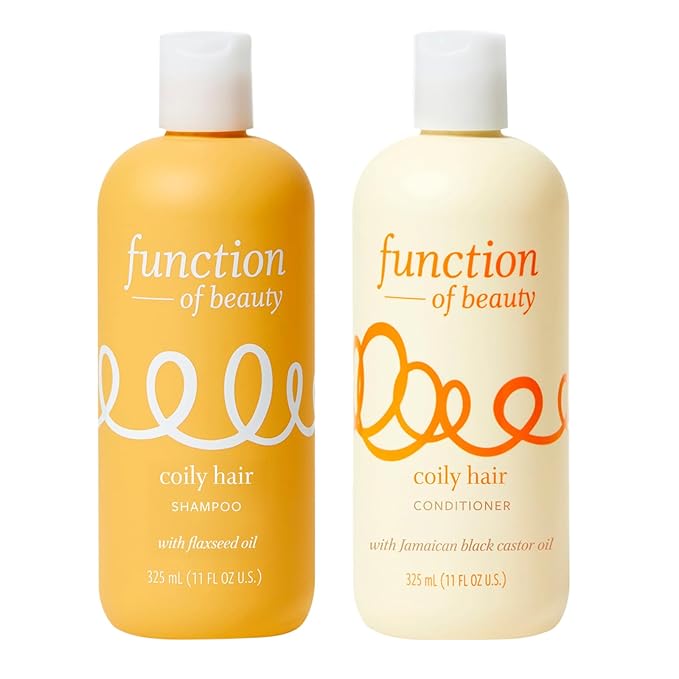 Function of Beauty Coily Hair Shampoo & Conditioner Set - Sulfate-Free Shampoo & Conditioner Duo for Bouncy Coils - Anti-Frizz, Curl Defining & Deep Moisture - Dry & Dull Hair Care Products