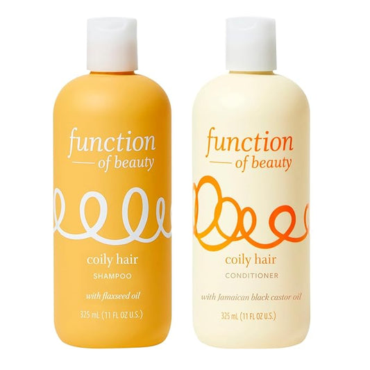 Function of Beauty Coily Hair Shampoo & Conditioner Set - Sulfate-Free Shampoo & Conditioner Duo for Bouncy Coils - Anti-Frizz, Curl Defining & Deep Moisture - Dry & Dull Hair Care Products