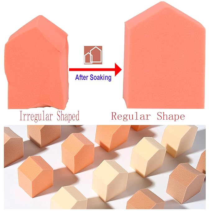25 PCS Makeup Blenders Sponges Set, Use for Dry and Wet, Perfect for Full Face Curve Blending, Cream, Liquid, Powder Foundation Cosmetics, Latex Free & Soft & Flexible, Pentagon