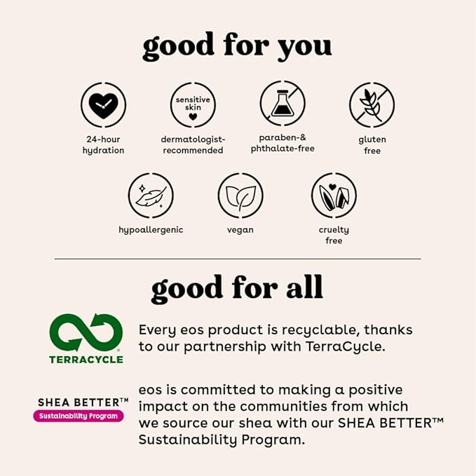 eos Shea Better Hand Cream – Fresh & Cozy, Hand Lotion, Hand Lotion for Dry Skin, Hydrating, Shea Butter, Dry Skin Relief, Travel Size, 2.5 oz