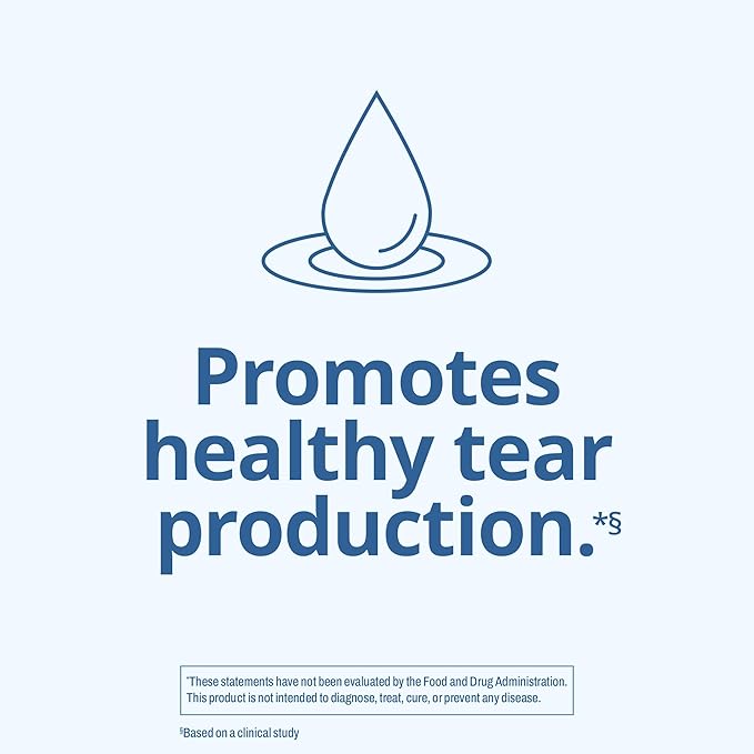 Blink NutriTears Clinically Proven Supplement for Dry Eyes, Eye Care with Lutein & Zeaxanthin and Vitamin D to Hydrate Eyes from Within for Long-Lasting Relief, 50 Softgels