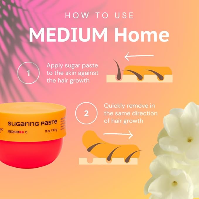 MEDIUM Sugaring Paste for HOME USE 11oz / 312g. Sugar Wax for ALL HAIR TYPES, legs, arms, face.