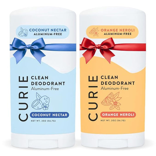 Curie Natural Deodorant for Women - Orange Neroli + Coconut Nectar - Aluminum Free, Clean, Sustainable, Vegan Paraben Free (2pk)