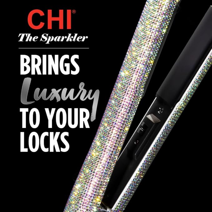 CHI The Sparkler Lava Ceramic Flat Iron, Special Edition, Hair Straightener for an Even & Smooth Finish, 11 Foot Cord for Convenience, 1" Iron, Silver