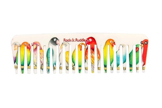 Rock & Ruddle Wide Tooth Comb | Perfect for Detangling Wet Hair and Applying Hair Color - Lovebirds