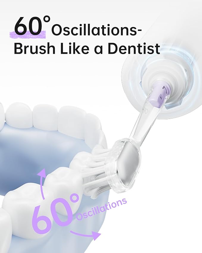 Laifen Wave Special Electric Toothbrush, New 2025 Version Oscillation & Vibration Sonic Electric Toothbrush for Adults with App, 2 Brush Heads, IP68 Waterproof Travel-Friendly (Misty Lavender)