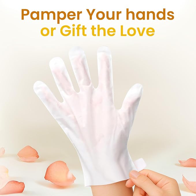 Repairing Hand Mask for Dry Cracked Hands, Hand Masks with Shea Butter, Jojoba Oil & Vitamin E, Moisturizing Gloves, Skin Care Gifts for Women & Men, Self Care Gifts for Women (6 Pairs)