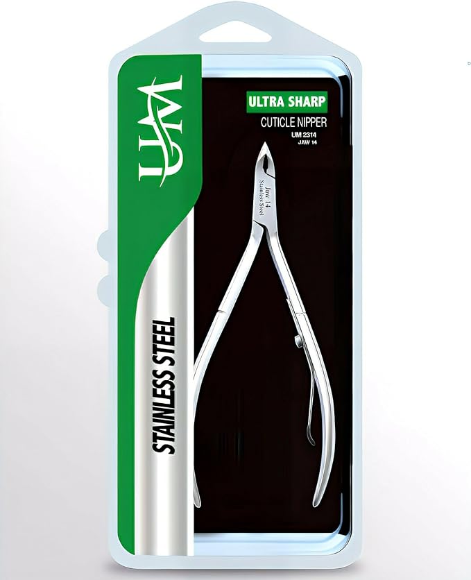 UM Supplies Cuticle Trimmer | Hangnail Remover | Extremely Sharp | Professional Cuticle Nippers | Stainless Steel | Cuticle clippers | Pedicure Manicure Tool (jaw 14)