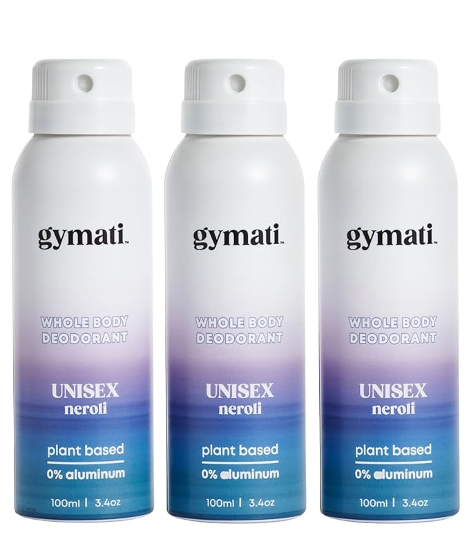 Gymati - Fitness Deodorant Spray - Men & Women - Aluminum-Free - All Day Ultimate Odor Protection - Built For Sweat - Air-Powered - Vegan & Plant-Based - Made in USA -Unisex -3.4oz Travel Size -3 Pack
