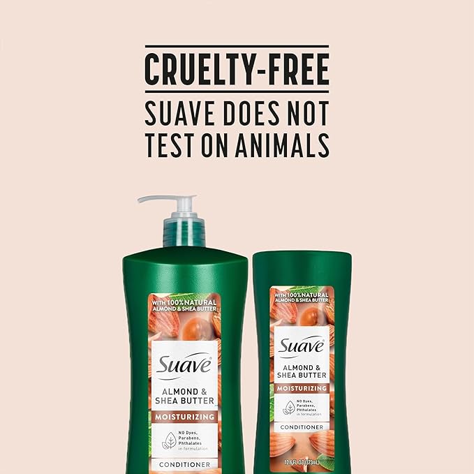 Suave Almond Shea Butter Moisturizing Conditioner 2-Size Bundle, Nourishes & Replenishes Dry, Damaged Hair