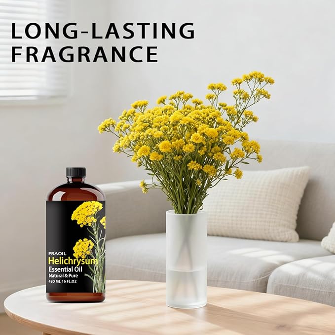 Helichrysum Essential Oil, Helichrysum Oil 16 Fl Oz 480 ML for Diffuser Humidifier Yoga Cleaning DIY Candle Soap Making Perfume Gift for Women Essential Oils
