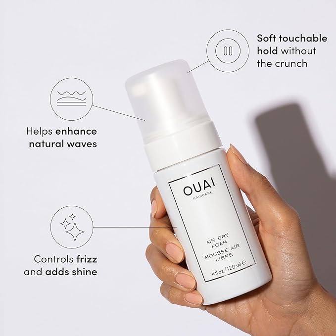 OUAI Air Dry Foam - Hair Mousse for Curly Hair & Beach Waves - Conditioning & Detangling With Kale and Carrot Extract - Paraben, Phthalate and Sulfate Free (4 Oz)