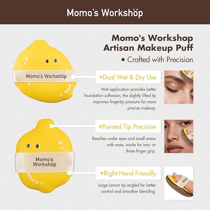 Lemon Makeup Sponge Set,Cosmetic Foundation Sponges, Dual-Textured for Wet/Dry Use, Pointed Tip for Detail Work, Halloween Makeup Sponge for Face,2pcs L+S Size Beauty Puff & Storage Case