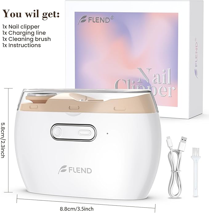 Electric Nail Clipper,2-in-1 Automatic Nail Clipper,Electric Nail Grinder,40DB Baby Nail Trimmer,LED Light ElectricNail Trimmer for Baby,Kids,Adults,Seniors,Manicure Set,BabyNail Kit Portable White