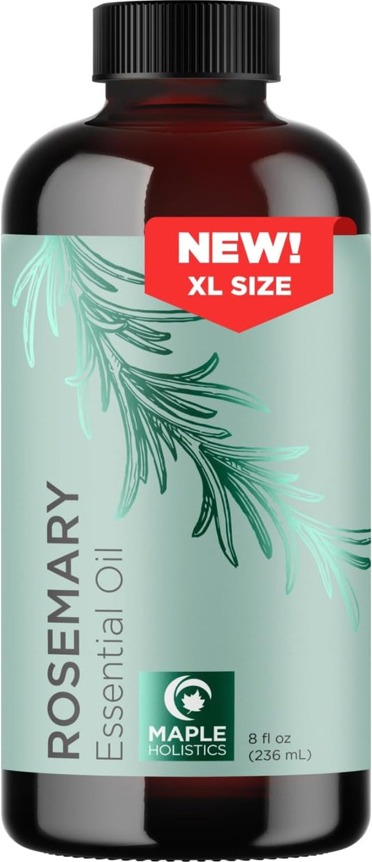 Pure Rosemary Essential Oil Bulk Size - Undiluted Rosemary Oil for Hair Skin and Nails and Refreshing Aromatherapy Oil for Diffusers - Cleansing Essential Oil for Dry Scalp Care 8oz