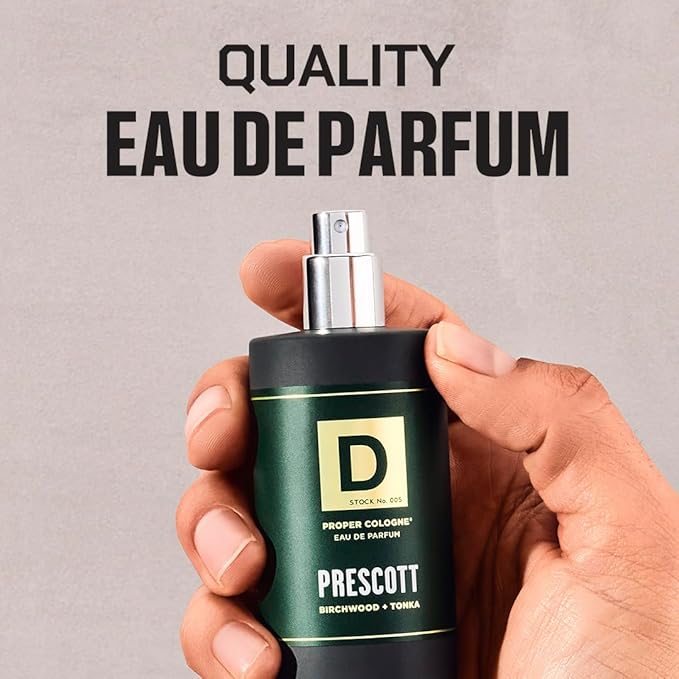 Duke Cannon Proper Cologne Prescott | Men's Eau de Parfum | Birchwood and Tonka | Woodsy, Rich, Long-Lasting Scent | 1.7 fl oz