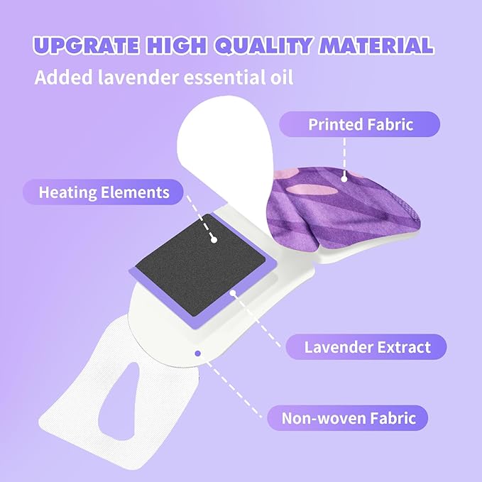 18 Packs Steam Eye Mask for Dry Eyes Self Heating Masks Cornea Care Rest Disposable SPA Warm Compress,Eye Mask for Sleep,Stye Eye Treatment,Reduce Eye Fatigue Travel Essentials (Lavender)