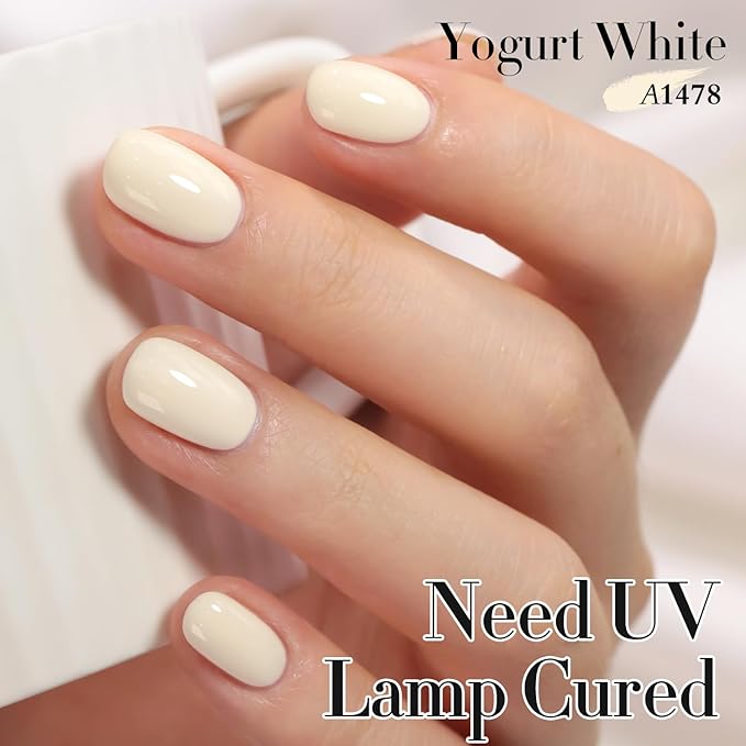 Double Rhythm 15ML Gel Polish Pure Sheer Same Color Same Bottle Soak Off Gel Polish Art Manicure Salon DIY at Home for Women (Beige White-A1478)