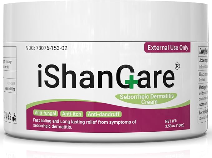 ishancare Seborrheic Dermatitis Cream, Maximum Strength Treatment for Psoriasis, Folliculitis, Dermatitis, Dandruff, Fast Relief for Itching, Redness, Irritation, Scaling, 3.53 Oz
