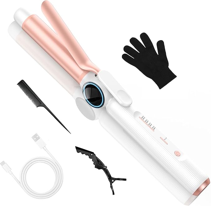 Curling Iron 9000 mAhUSB Rechargeable, 4 Temps Setting Hair Curlers, 280°F-400°F Travel Curling Wand, Ceramic Hair Styling Tools Hot Rollers Hair Curlers