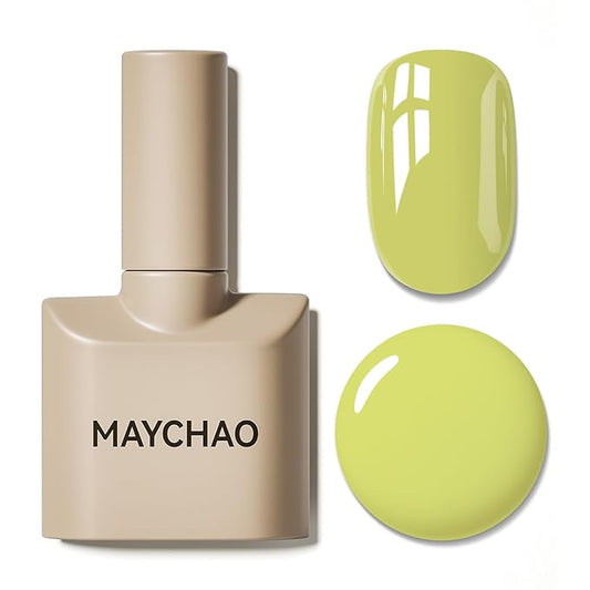 MAYCHAO 15ML Green Gel Nail Polish 1Pc Kiwi Green Gel Polish Soak Off UV LED Nail Polish Nail Art Starter Manicure Salon DIY at Home, 0.5 OZ