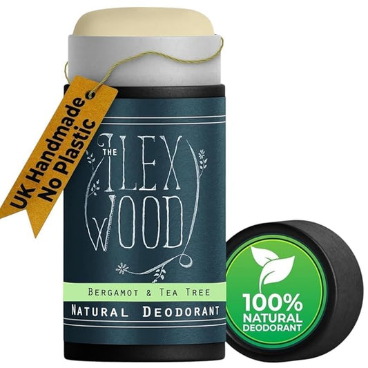 The Ilex Wood Natural Deodorant - 2.4fl oz. Handmade, Aluminum Salt Free, Plastic Free, Cruelty and Alcohol Free, Vegan, Eco Friendly Cardboard Tube – Bergamot and Tea Tree (Citrus)