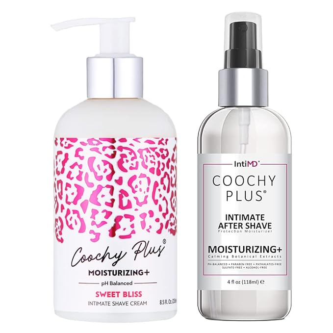 IntiMD Coochy Plus Intimate Shaving Complete Kit - Sweet Bliss & Organic After Shave Protection Soothing Moisturizer Mist - Antioxidant Formula Prevents Razor Burns, Itchiness & Ingrown Hair